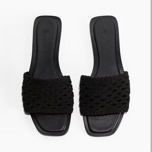 H&M Women's Black Woven Slide Sandals